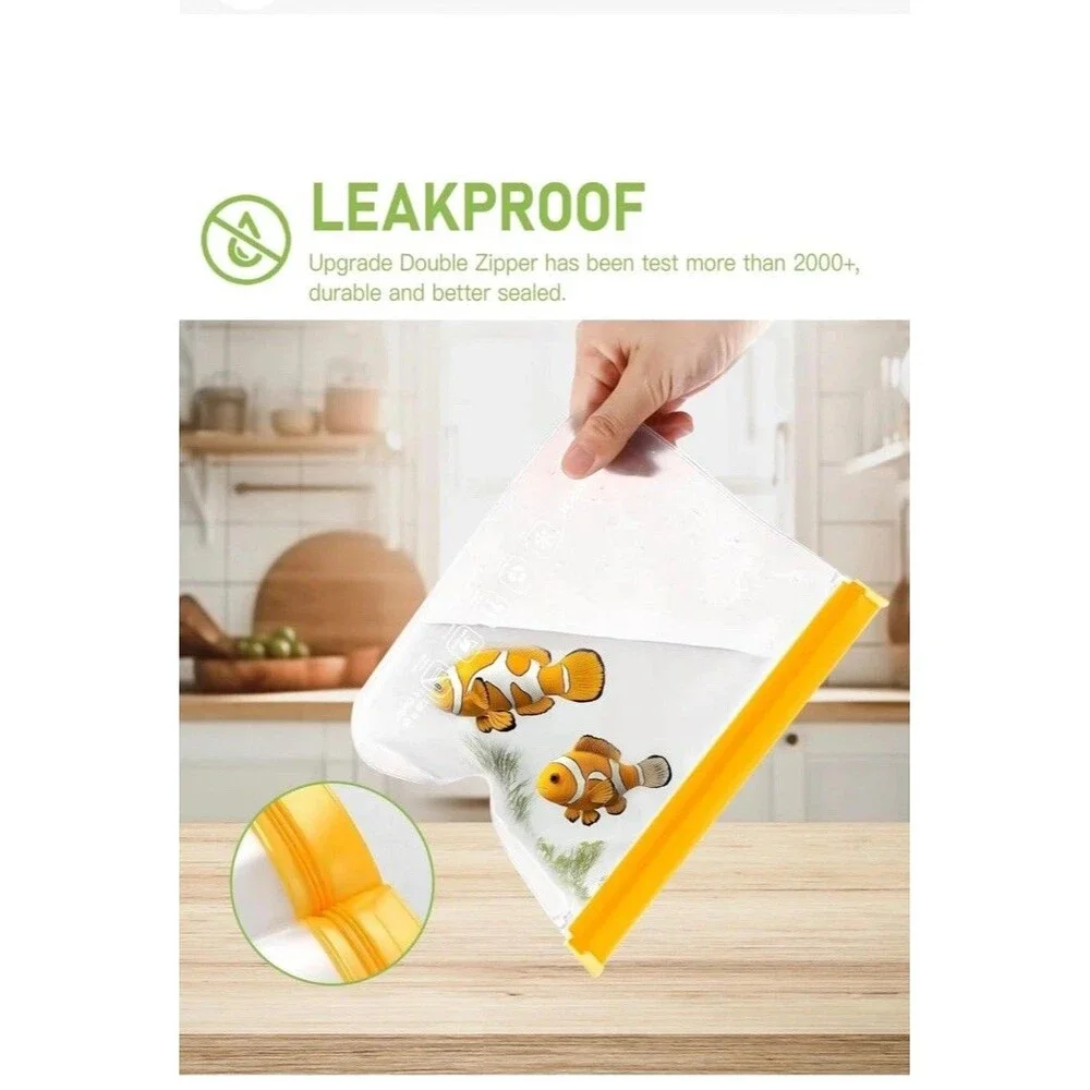 22 PCs Reusable Bags Dishwasher Safe Leakproof HEAVY DUTY Freezer Bag BPA Free